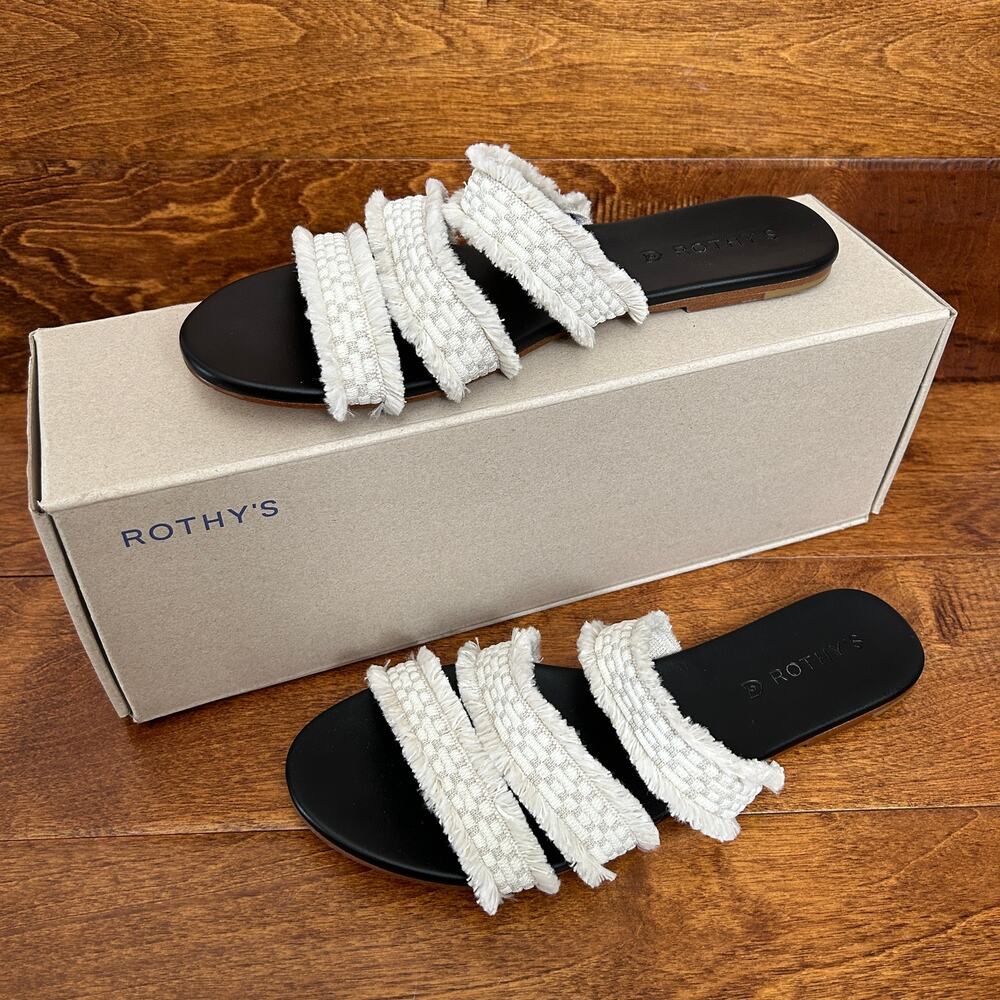 ROTHY'S The Triple Band Sandal Sea Shell Fringe 9.5